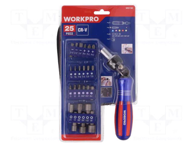 Kit: screwdrivers; 6.3mm; Socket size-inch: 1/4" Workpro WP-W021183WE