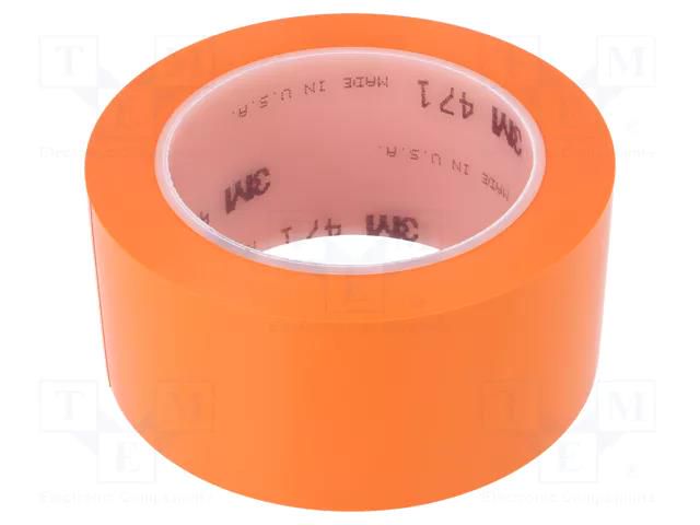 Tape: marking; orange; L: 33m; W: 50mm; Thk: 0.13mm; 2.5N/cm; 130% 3M 3M-471-50-33OR