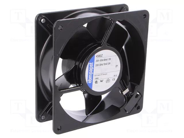 Fan: AC; axial; 230VAC; 119x119x38mm; 114m3/h; 30dBA; slide; 1900rpm EBM-PAPST 4580Z