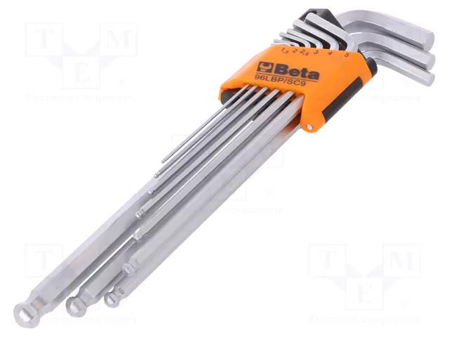 Wrenches set; hex key; long; 9pcs. BETA 96LBP/SC9