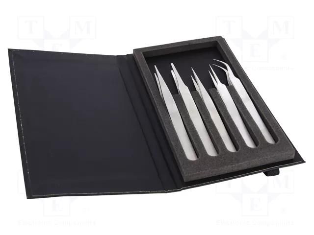 Tweezers-set; for precision works; 5pcs. IDEAL-TEK IDL-K5HP.TA