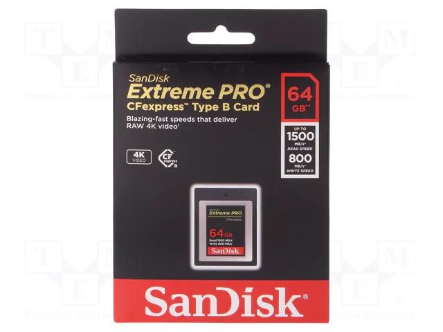 Memory card; Extreme Pro; CFexpress B; R: 1500MB/s; W: 800MB/s SANDISK SDCFE-064G-GN4NN