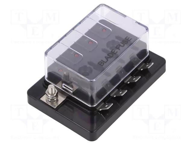 Fuse boxes; 19mm; 30A; screw; Leads: connectors; Body: black; ways: 4 SCI R3-76C-01-3L104