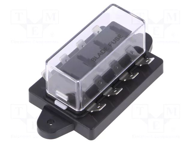 Fuse boxes; 19mm; 30A; screw; Leads: connectors; Body: black; ways: 4 SCI R3-76D-01-3104