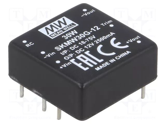 Converter: DC/DC; 30W; Uin: 18÷75VDC; Uout: 12VDC; Iout: 0÷2500mA MEAN WELL SKMW30G-12