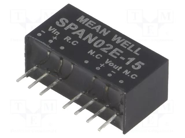 Converter: DC/DC; 2W; Uin: 4.5÷9VDC; Uout: 15VDC; Iout: 0÷134mA; SIP8 MEAN WELL SPAN02E-15