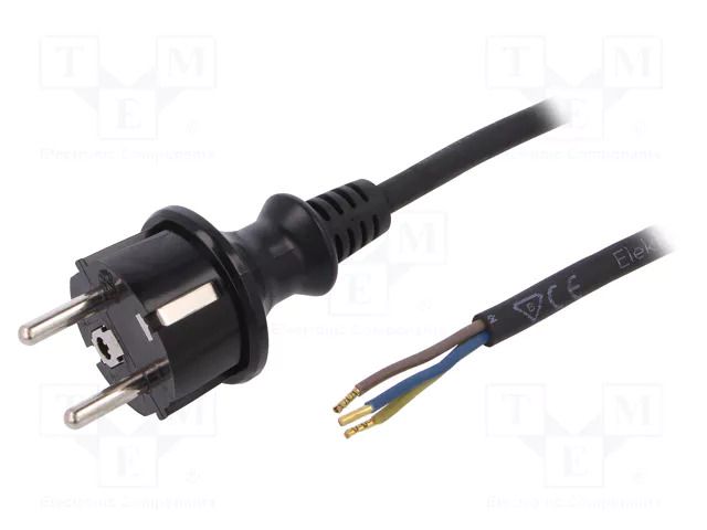 Cable; 3x1mm2; CEE 7/7 (E/F) plug,wires,SCHUKO plug; rubber PLASTROL W-97546