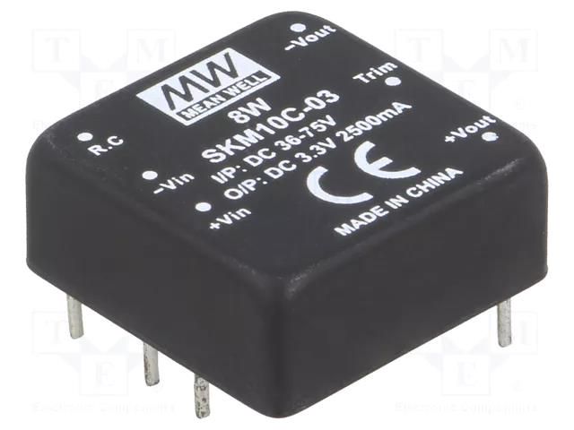 Converter: DC/DC; 10W; Uin: 36÷75VDC; Uout: 3.3VDC; Iout: 2500mA MEAN WELL SKM10C-03