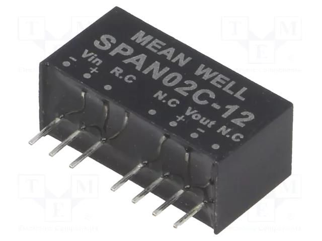 Converter: DC/DC; 2W; Uin: 36÷75VDC; Uout: 12VDC; Iout: 0÷167mA; SIP8 MEAN WELL SPAN02C-12