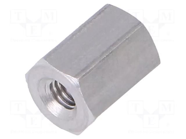 Screwed spacer sleeve; 8mm; Int.thread: M3; hexagonal; aluminium DREMEC TFF-M3X8/DR135