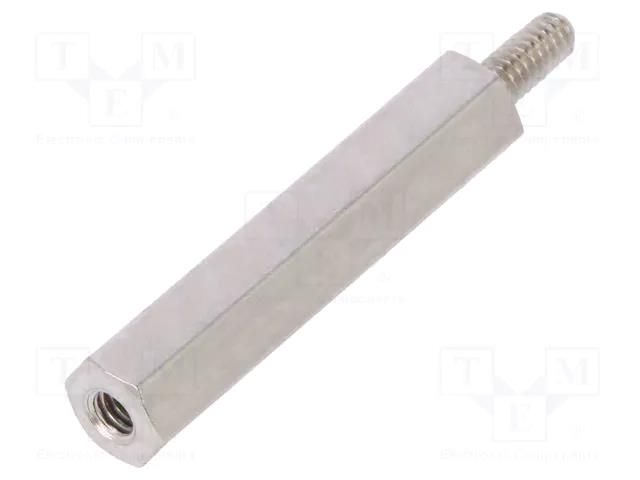 Screwed spacer sleeve; 20mm; Int.thread: M2; Ext.thread: M2; brass DREMEC TFM-M2X20/DR211
