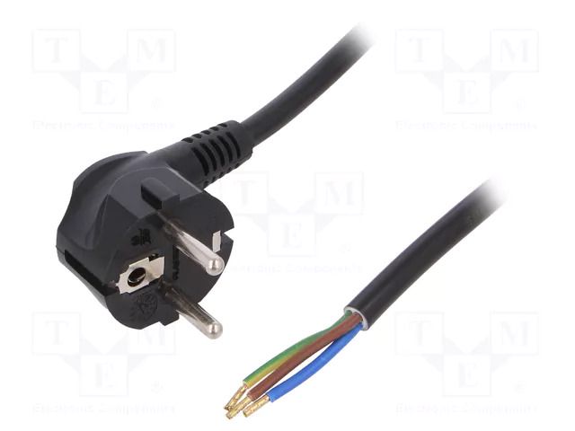 Cable; 3x1.5mm2; CEE 7/7 (E/F) plug angled,wires,SCHUKO plug PLASTROL W-98206