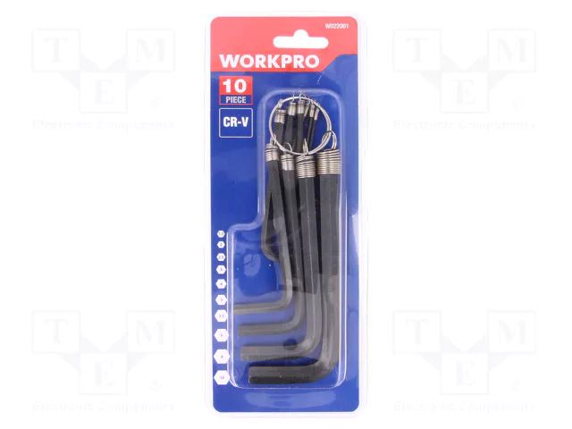 Wrench-set; hex key; Chrom-vanadium steel; Plating: black finish Workpro WP-W022001WE