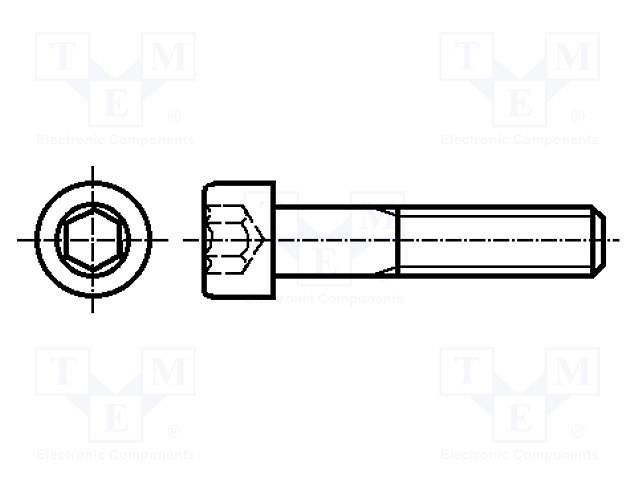 Screw; M5x60; 0.8; Head: cheese head; hex key; HEX 4mm; DIN 912 KRAFTBERG M5X60/D912-A2