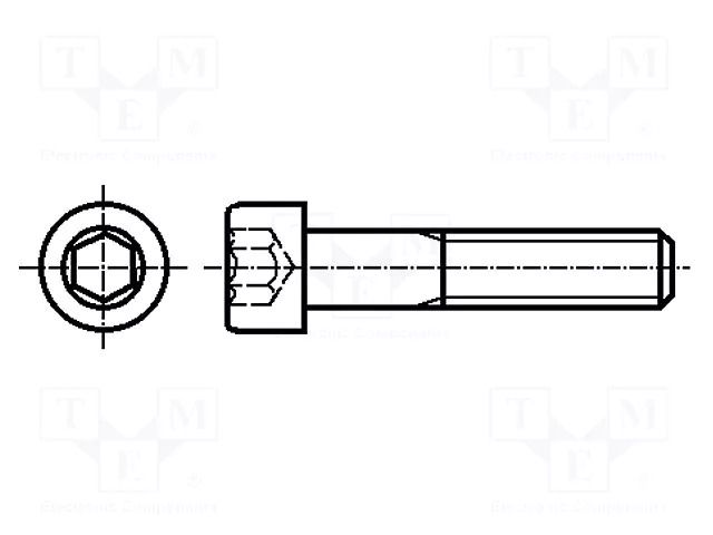 Screw; M12x30; 1.75; Head: cheese head; hex key; HEX 10mm; DIN 912 KRAFTBERG M12X30/D912-A2