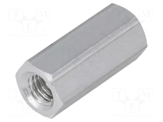 Screwed spacer sleeve; 18mm; Int.thread: M5; hexagonal; aluminium DREMEC TFF-M5X18/DR138