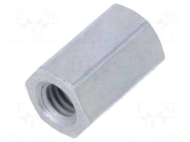 Screwed spacer sleeve; 8mm; Int.thread: M3; hexagonal; steel; zinc DREMEC TFF-M3X8/DR123