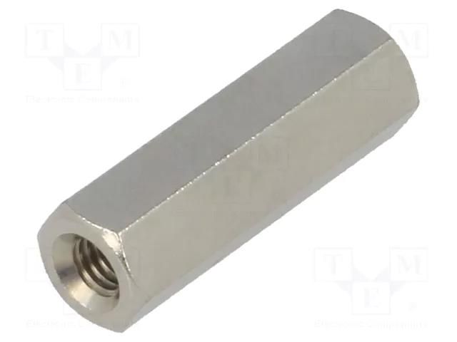 Screwed spacer sleeve; 17mm; Int.thread: M3; hexagonal; brass DREMEC TFF-M3X17/DR114