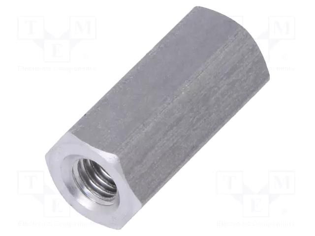 Screwed spacer sleeve; 12mm; Int.thread: M3; hexagonal; aluminium DREMEC TFF-M3X12/DR134