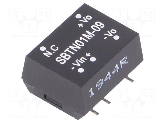 Converter: DC/DC; 1W; Uin: 10.8÷13.2VDC; Uout: 9VDC; SMT; SBTN01 MEAN WELL SBTN01M-09