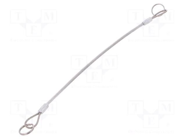 Retaining cable; with 2 key rings; Plating: PVC; stainless steel ELESA+GANTER GN111.2-320-14A-TR