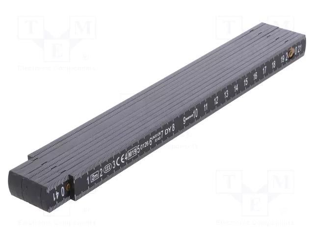 Folding ruler; L: 2m; black; measure MEDID MED.2012