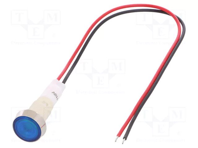 Indicator: LED; flat; blue; 110VDC; 110VAC; Ø10mm; cables; 200mm NINIGI IND10P-110B-W