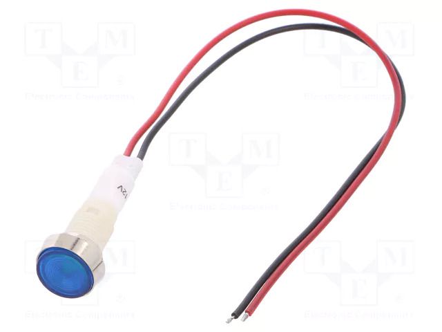 Indicator: LED; flat; blue; 12VDC; 12VAC; Ø10mm; cables; 200mm NINIGI IND10P-12B-W