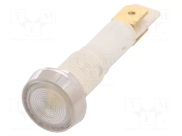 Indicator: LED; flat; white; 12VDC; 12VAC; Ø10mm; connectors NINIGI IND10P-12W-C