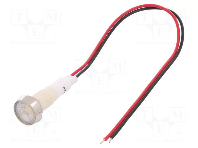 Indicator: LED; flat; white; 12VDC; 12VAC; Ø10mm; cables; 200mm NINIGI IND10P-12W-W