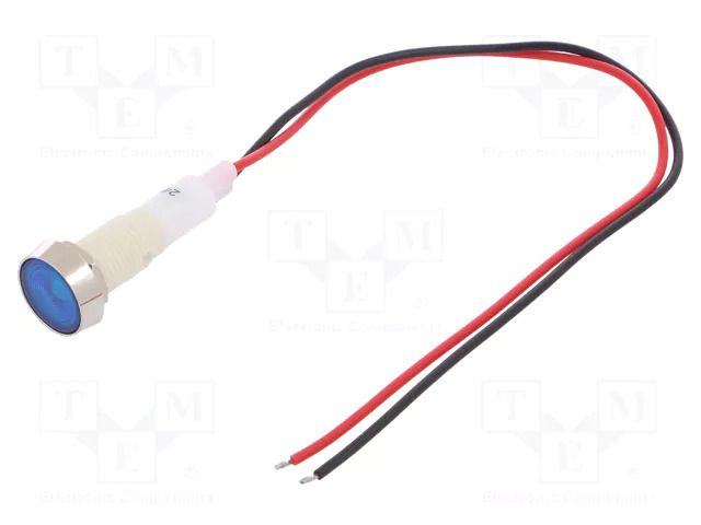 Indicator: LED; flat; blue; 24VDC; 24VAC; Ø10mm; cables; 200mm NINIGI IND10P-24B-W