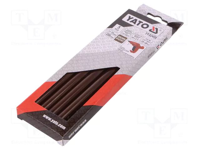 Hot melt glue; Ø: 11.2mm; brown; L: 200mm; Bonding: 20÷30s; 5pcs. YATO YT-82439