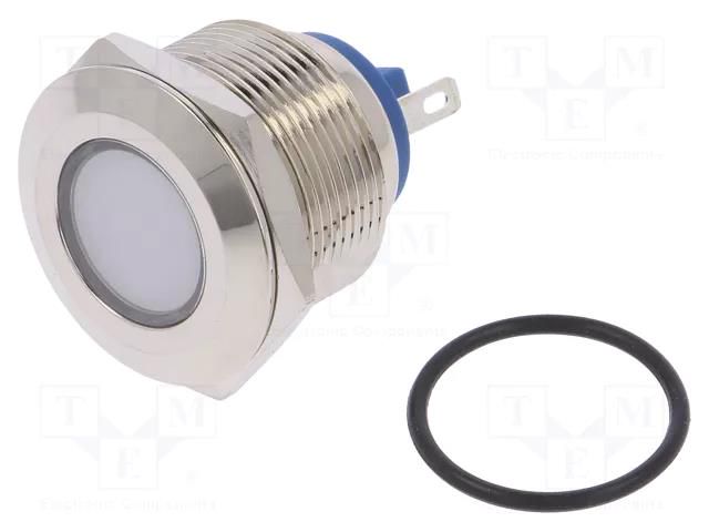 Indicator: LED; flat; white; 24VDC; 24VAC; Ø22mm; brass NINIGI IND22-24W-C