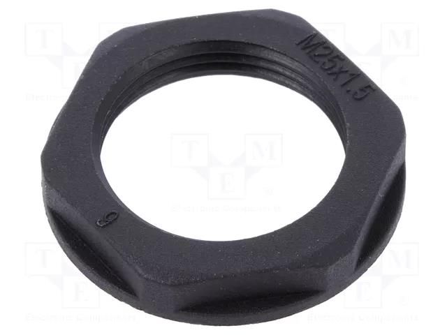 Nut; M25; polyamide; UL94V-2; black; Thread: metric; Pitch: 1.5 TECHNO 6000212CC