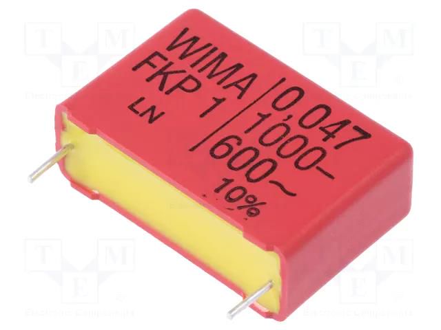 Capacitor: polypropylene; 47nF; 1000VDC; 600VAC; 11x21x31.5mm; THT WIMA FKP1-47N/1000