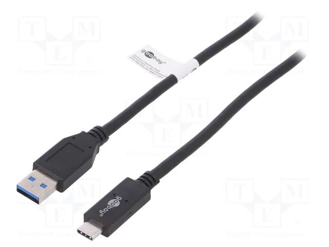 Cable; USB 3.1; USB A plug,USB C plug; 1m; black; 10Gbps GOOBAY USB.C-A/G2-1.0BK