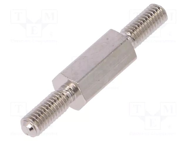 Screwed spacer sleeve; 10mm; Ext.thread: M3; hexagonal; brass DREMEC TMM-M3X10/DR413