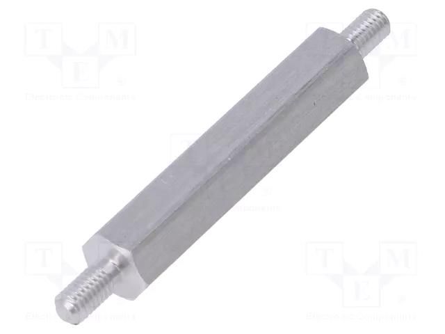Screwed spacer sleeve; 30mm; Ext.thread: M3; hexagonal; aluminium DREMEC TMM-M3X30/DR435