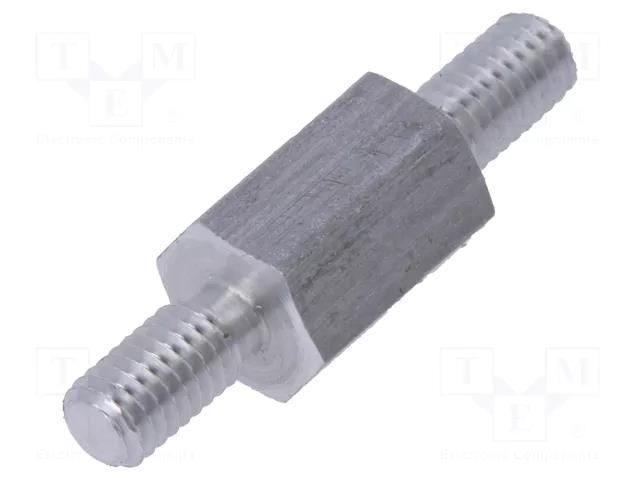 Screwed spacer sleeve; 8mm; Ext.thread: M3; hexagonal; aluminium DREMEC TMM-M3X8/DR434