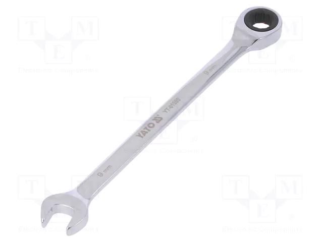 Wrench; combination spanner,with ratchet; 9mm YATO YT-01909
