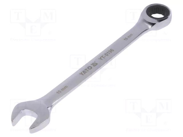 Wrench; combination spanner,with ratchet; 15mm YATO YT-0196