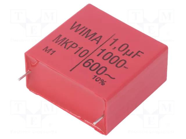 Capacitor: polypropylene; 1uF; 1kVDC; 600VAC; 41.5x20x39.5mm; THT WIMA MKP10-1U/1000