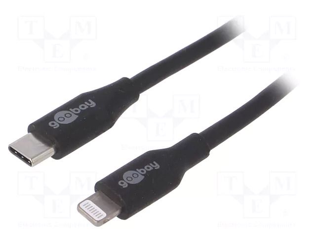 Cable; USB 2.0; Apple Lightning plug,USB C plug; 1m; black; 87W GOOBAY USBC-LIGHT-1.0BK