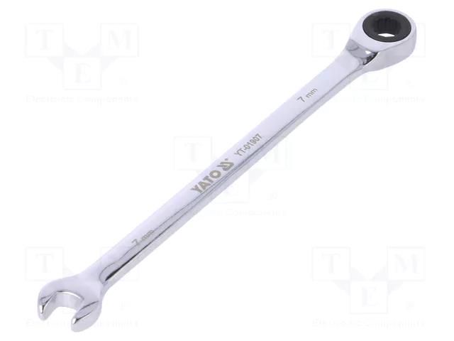 Wrench; combination spanner,with ratchet; 7mm YATO YT-01907