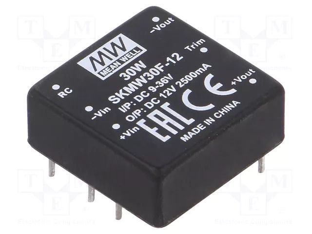 Converter: DC/DC; 30W; Uin: 9÷36VDC; Uout: 12VDC; Iout: 0÷2500mA MEAN WELL SKMW30F-12