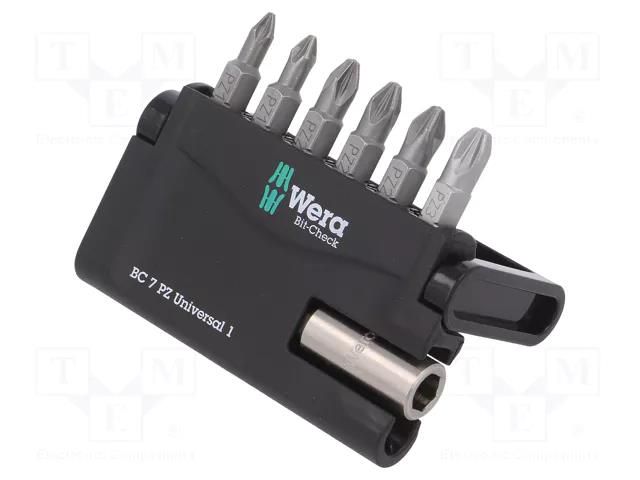 Kit: screwdriver bits; Pozidriv®; 25mm; PZ1,PZ2,PZ3; 7pcs. WERA WERA.05056296001