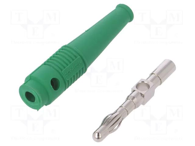 Connector: 4mm banana; plug; 32A; green; 2.5mm2; nickel plated STÄUBLI L-41Q-25