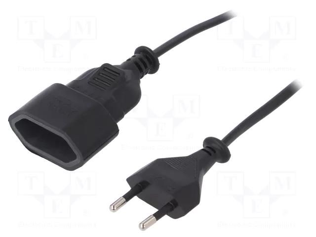 Extension lead; 2x0.75mm2; Sockets: 1; PVC; black; 1.5m; 2.5A JONEX PS-11-1.5-BK