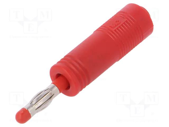 Connector: 4mm banana; adapter; 25A; 30VAC; 60VDC; red; insulated STÄUBLI A4/4-Z