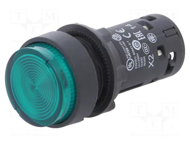 Switch: push-button; 22mm; Stabl.pos: 1; NO; green; LED; 230V; IP65 SCHNEIDER ELECTRIC XB7NW33M1